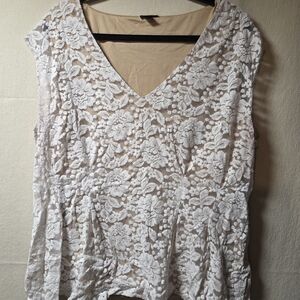 Torrid White Floral Lace Blouse
